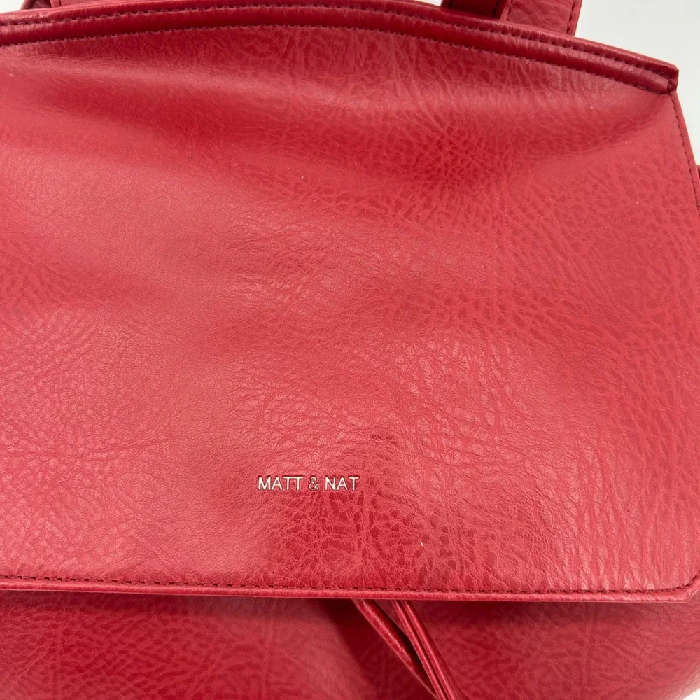 MATT & NAT Red‎ Vegan Leather Drawstring Backpack Convertible Shoulder Bag
